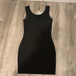 Misguided size 12 black ribbed dress